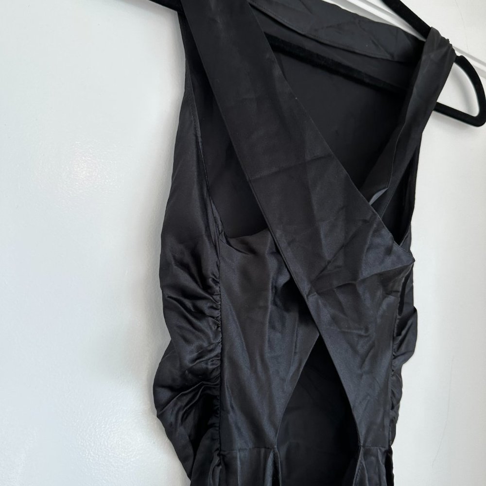 NWT Reformation Casette Midi Silk Dress Sz 2 Black Cowl Neck Cut-out Open Back - Picture 10 of 10